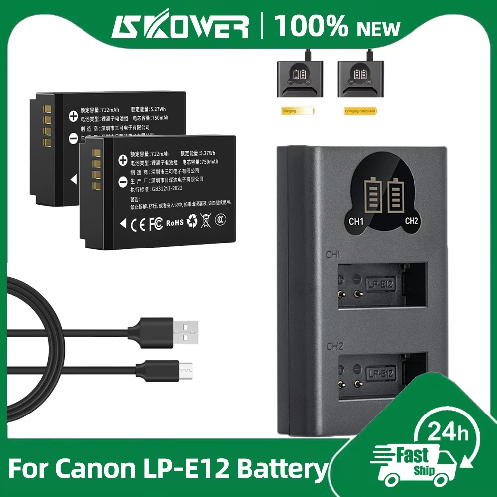 Canon Camera Eos M50 Mark Ii - Nuova Batteria LP-E12 per Fotocamere Canon